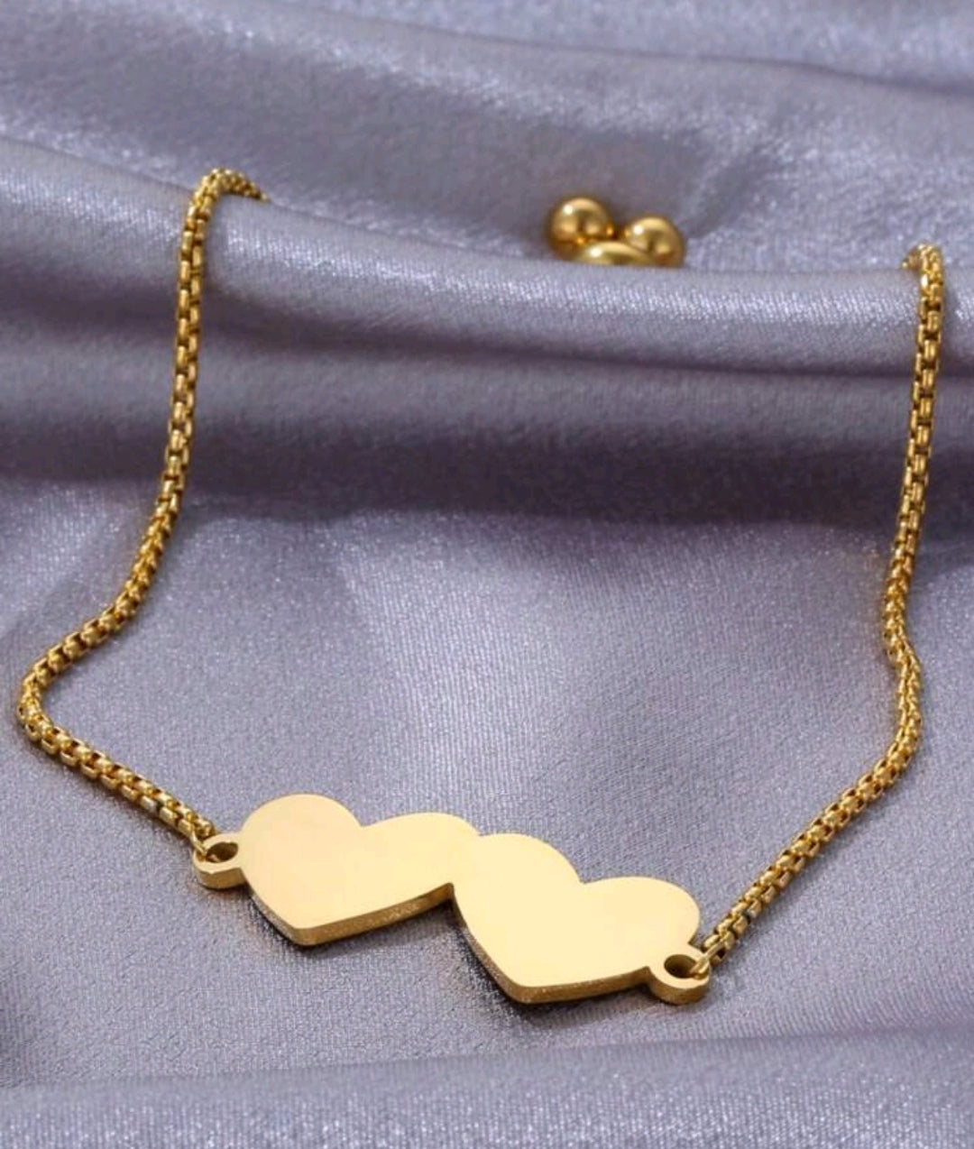 Custom engraved, adjustable,double heart bracelet. Stainless steel[MJ076]