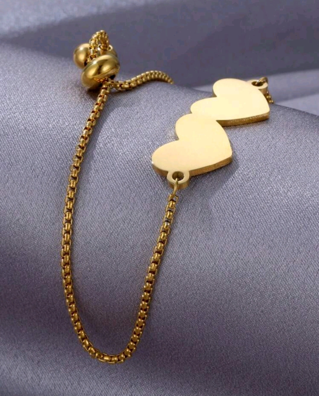 Custom engraved, adjustable,double heart bracelet. Stainless steel[MJ076]