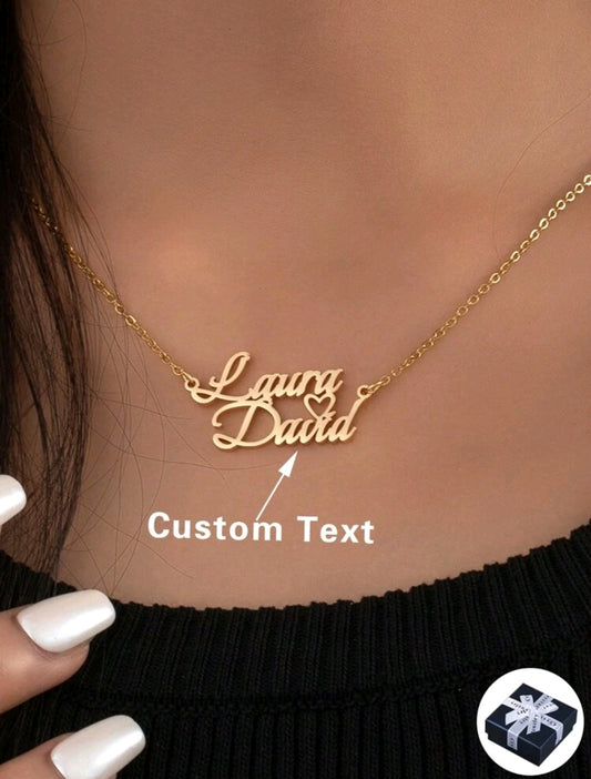 Couples Name Necklace. Stainless steel[MJ079]