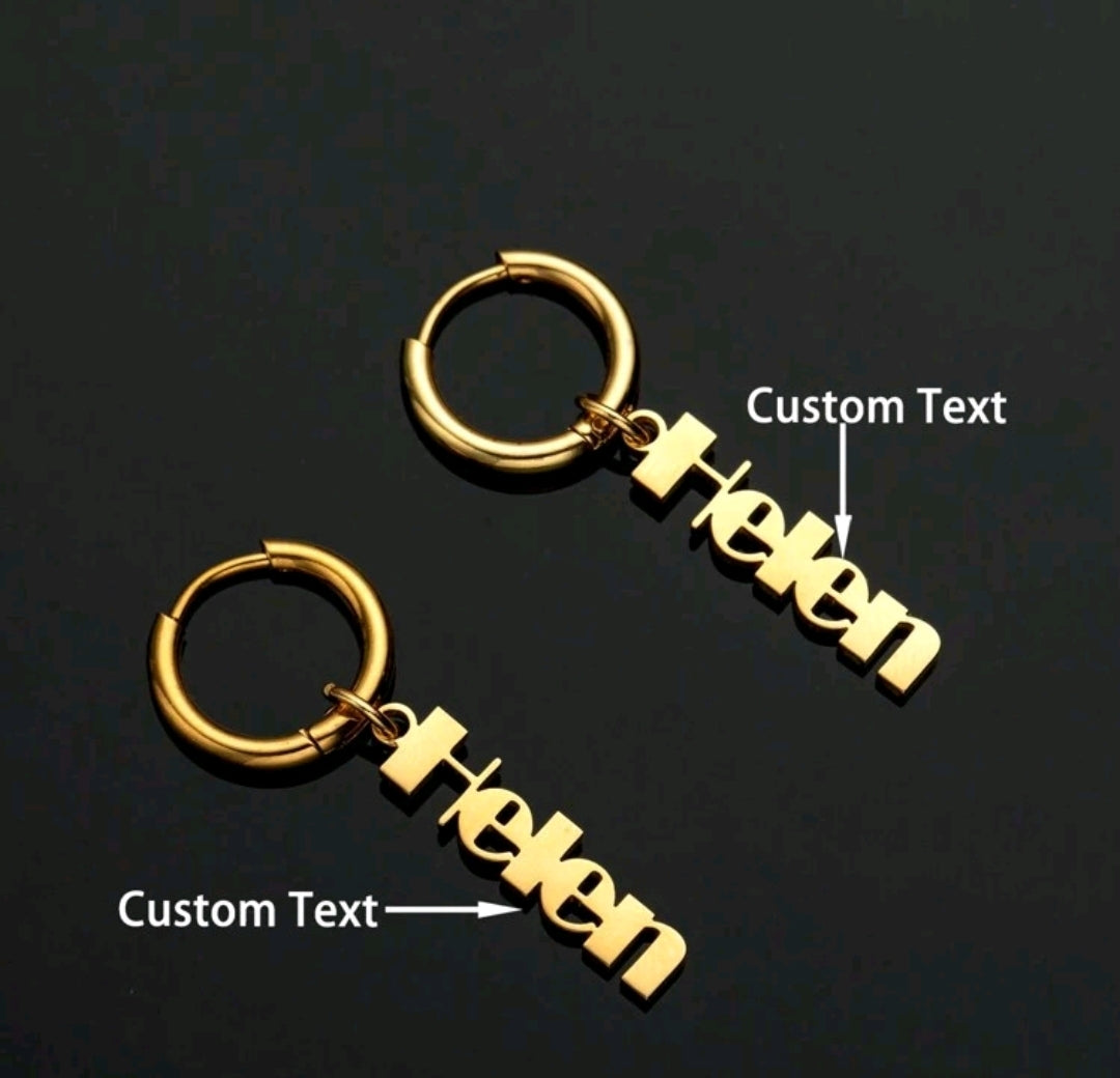 Personalized, huggie clasp name earrings,stainless steel[MJ080]