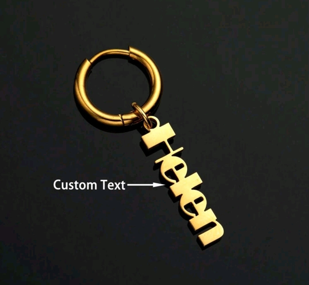 Personalized, huggie clasp name earrings,stainless steel[MJ080]