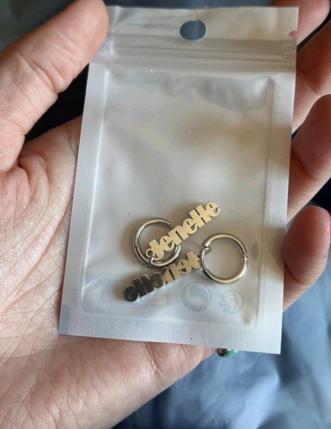 Personalized, huggie clasp name earrings,stainless steel[MJ080]