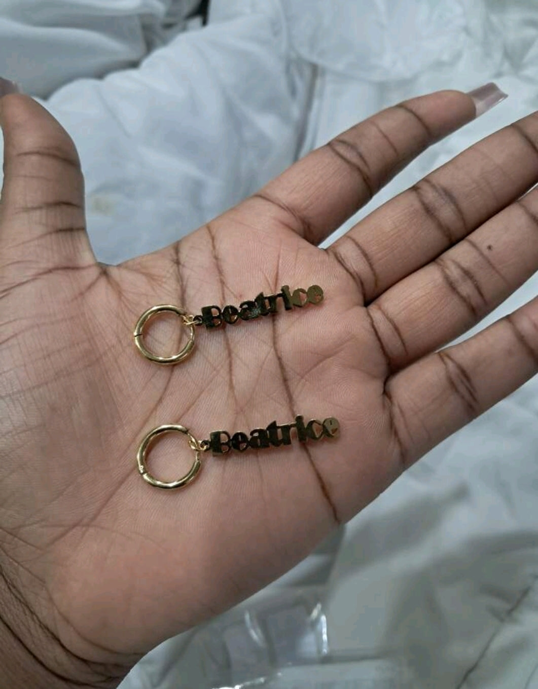 Personalized, huggie clasp name earrings,stainless steel[MJ080]