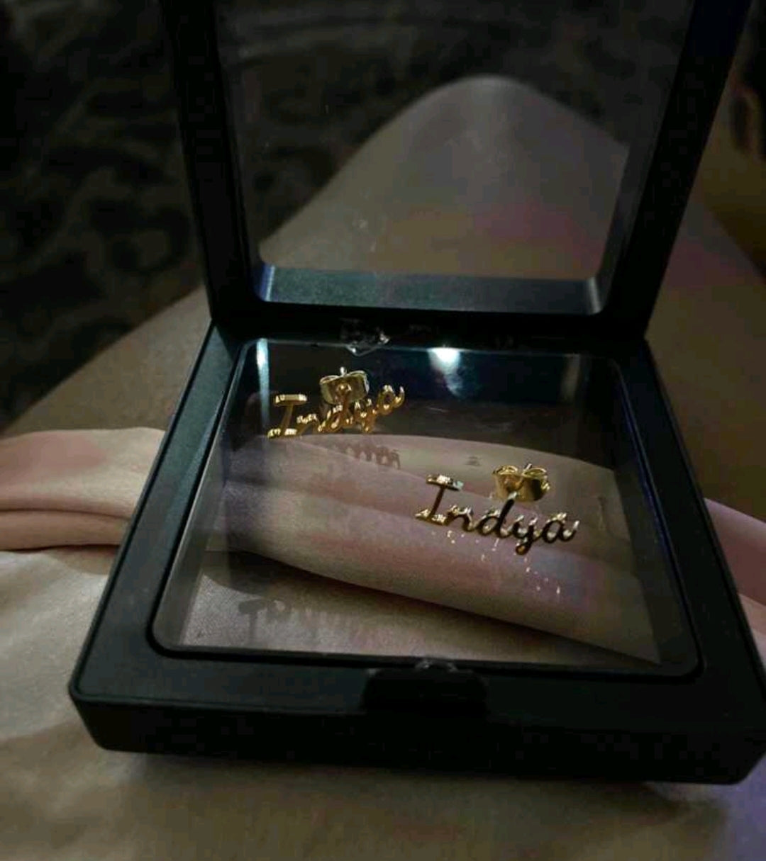 Personalized stopper back earrings. Stainless steel.[MJ081],Fonts view available in photos .