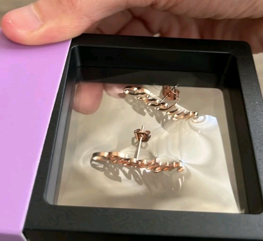 Personalized stopper back earrings. Stainless steel.[MJ081],Fonts view available in photos .