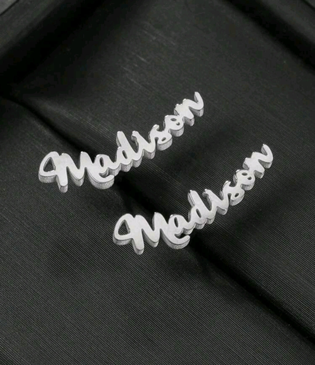 Personalized stopper back earrings. Stainless steel.[MJ081],Fonts view available in photos .