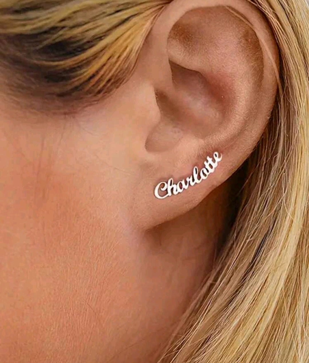 Personalized stopper back earrings. Stainless steel.[MJ081],Fonts view available in photos .