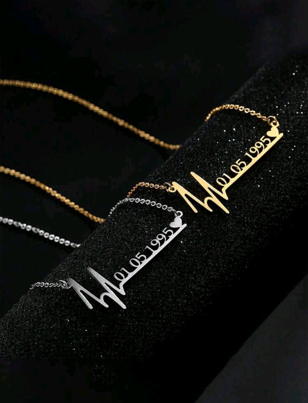 Personalized Heartbeat Love Digital Electrocardiogram Pendant Necklace.Stainless Steel[MJ082]