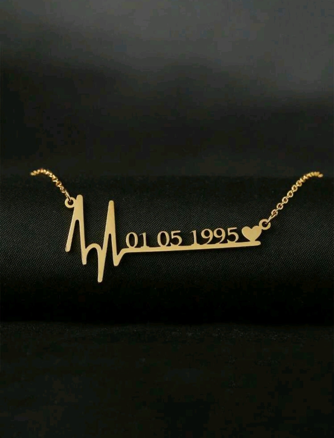 Personalized Heartbeat Love Digital Electrocardiogram Pendant Necklace.Stainless Steel[MJ082]