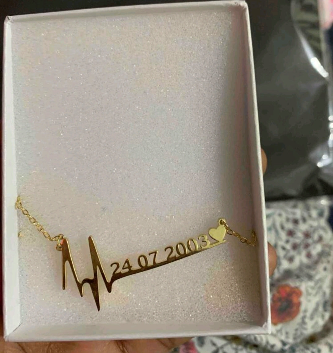 Personalized Heartbeat Love Digital Electrocardiogram Pendant Necklace.Stainless Steel[MJ082]