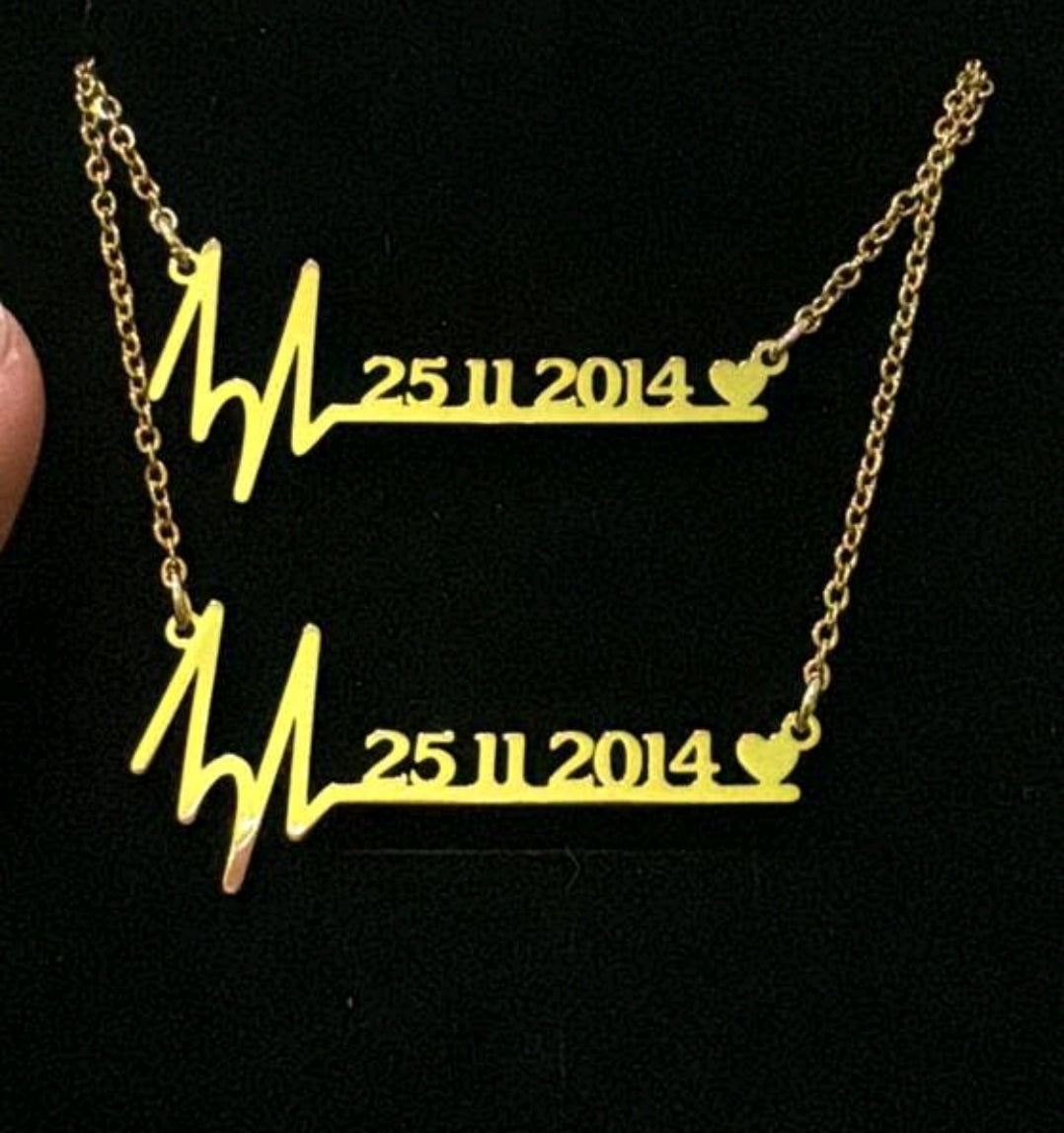 Personalized Heartbeat Love Digital Electrocardiogram Pendant Necklace.Stainless Steel[MJ082]