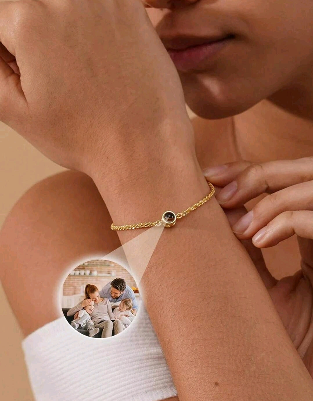 Shimmering Photo Projection Bracelet, Customized Color Photo Projection Bracelet, Persnalized Circular[MJ089]