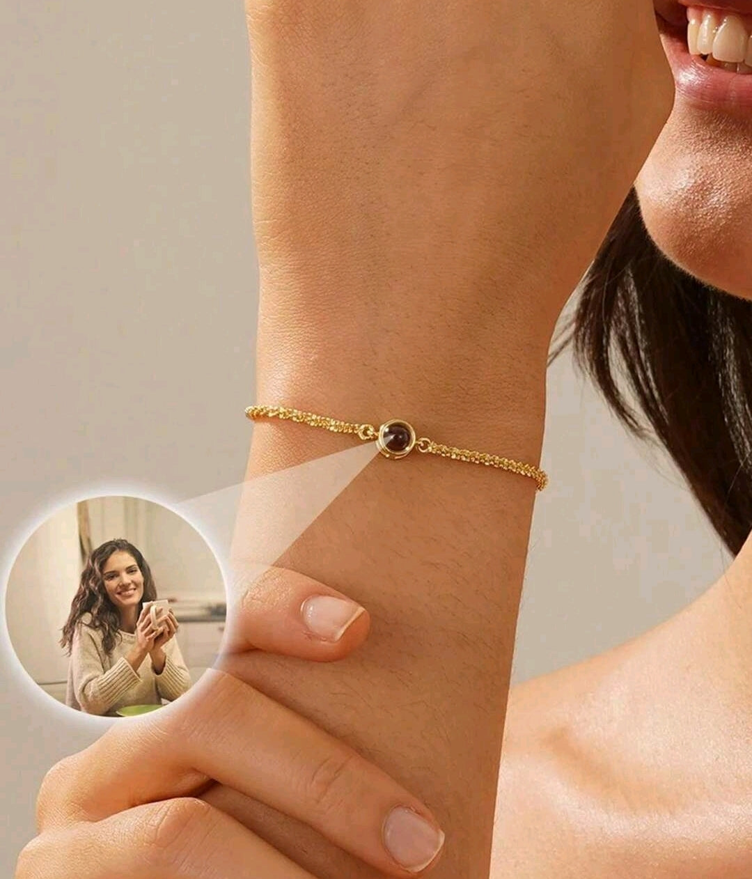 Shimmering Photo Projection Bracelet, Customized Color Photo Projection Bracelet, Persnalized Circular[MJ089]