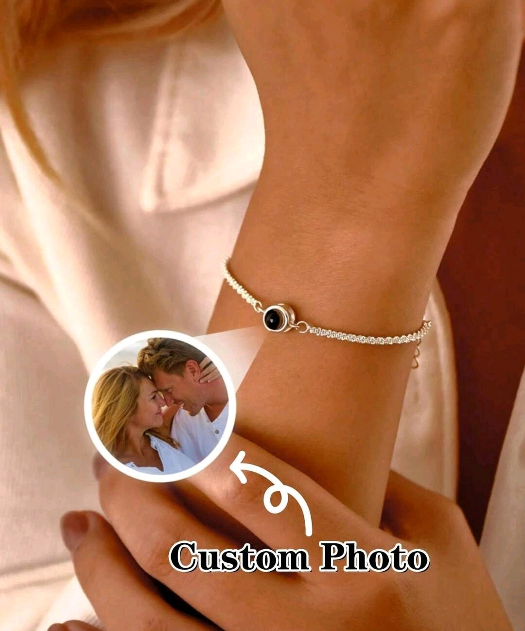 Shimmering Photo Projection Bracelet, Customized Color Photo Projection Bracelet, Persnalized Circular[MJ089]