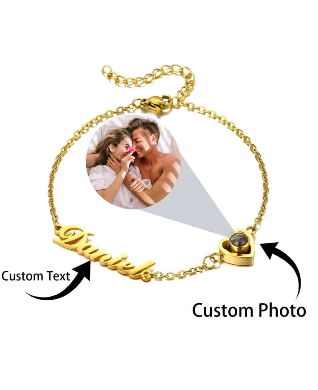 Personalized Stainless Steel, Custom Name And Photo Projection Bracelet.[MJ091]