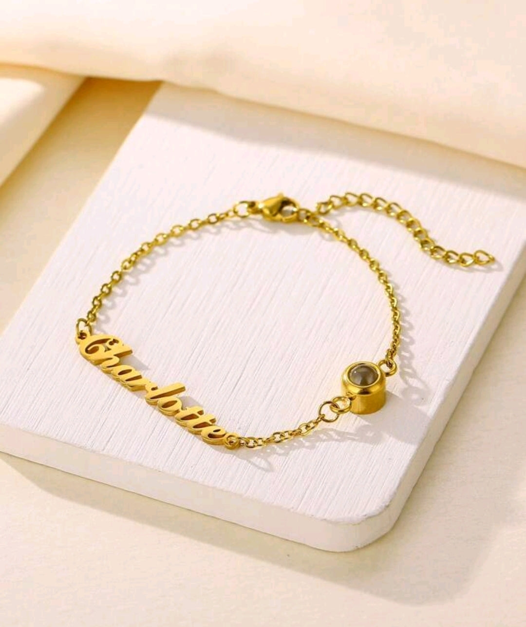 Personalized Stainless Steel, Custom Name And Photo Projection Bracelet.[MJ091]