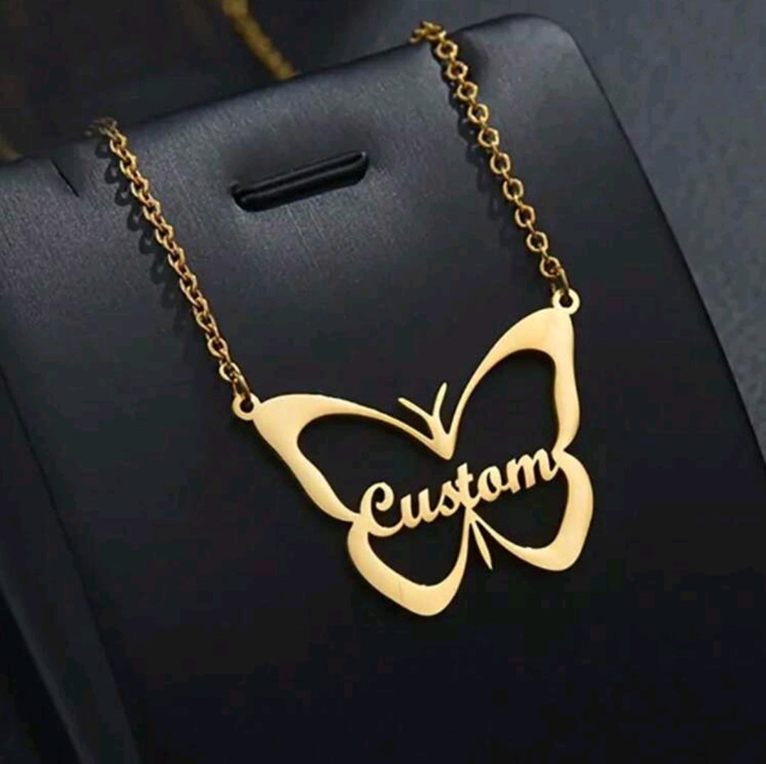 Big butterfly, Name Necklaces,Stainless Steel Customized Pendant Necklace MJ157