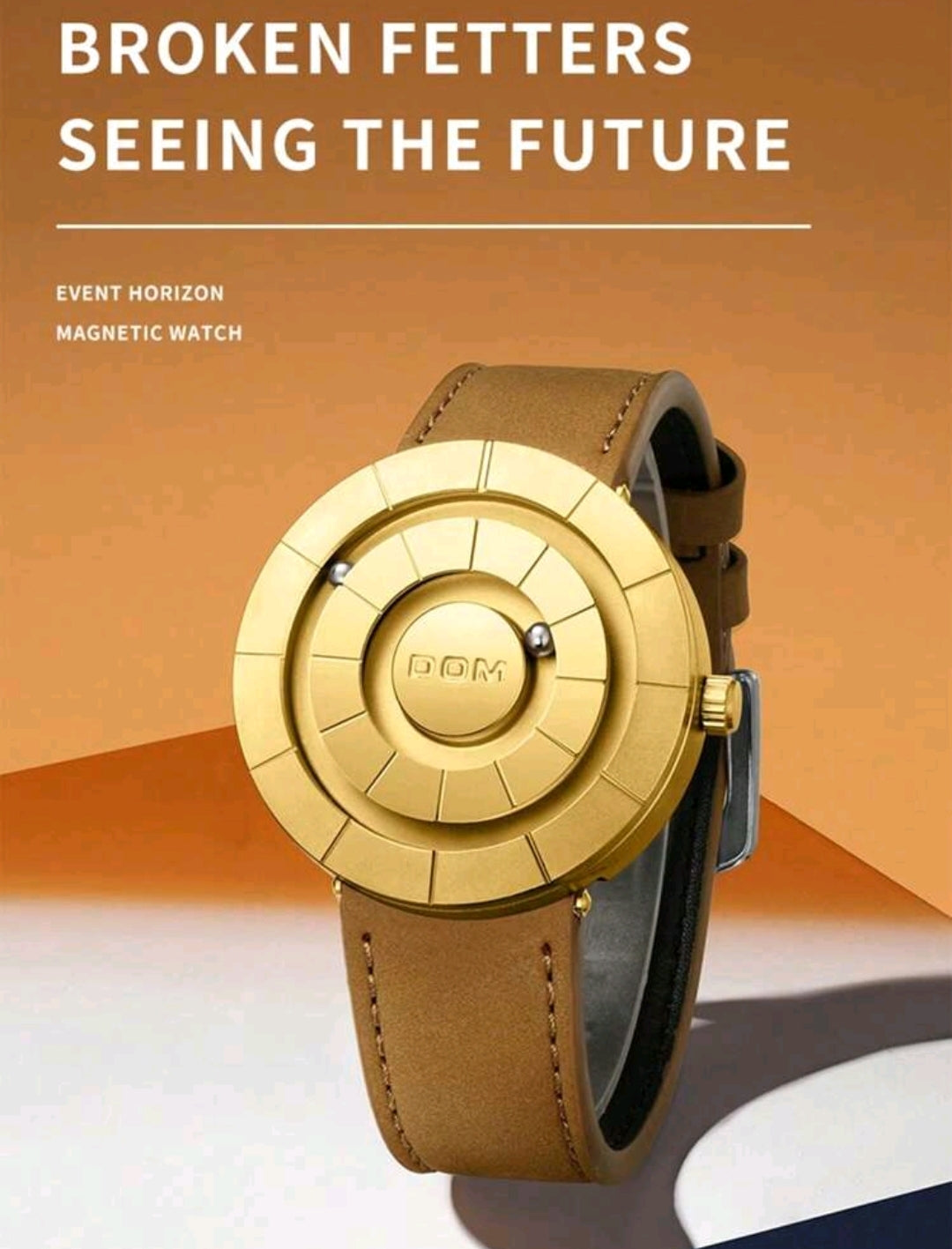 DOM Men's Watch, Advanced Technology Mirrorless Magnetic Leather Band Waterproof Casual Wristwatch, 30M Water Resistant