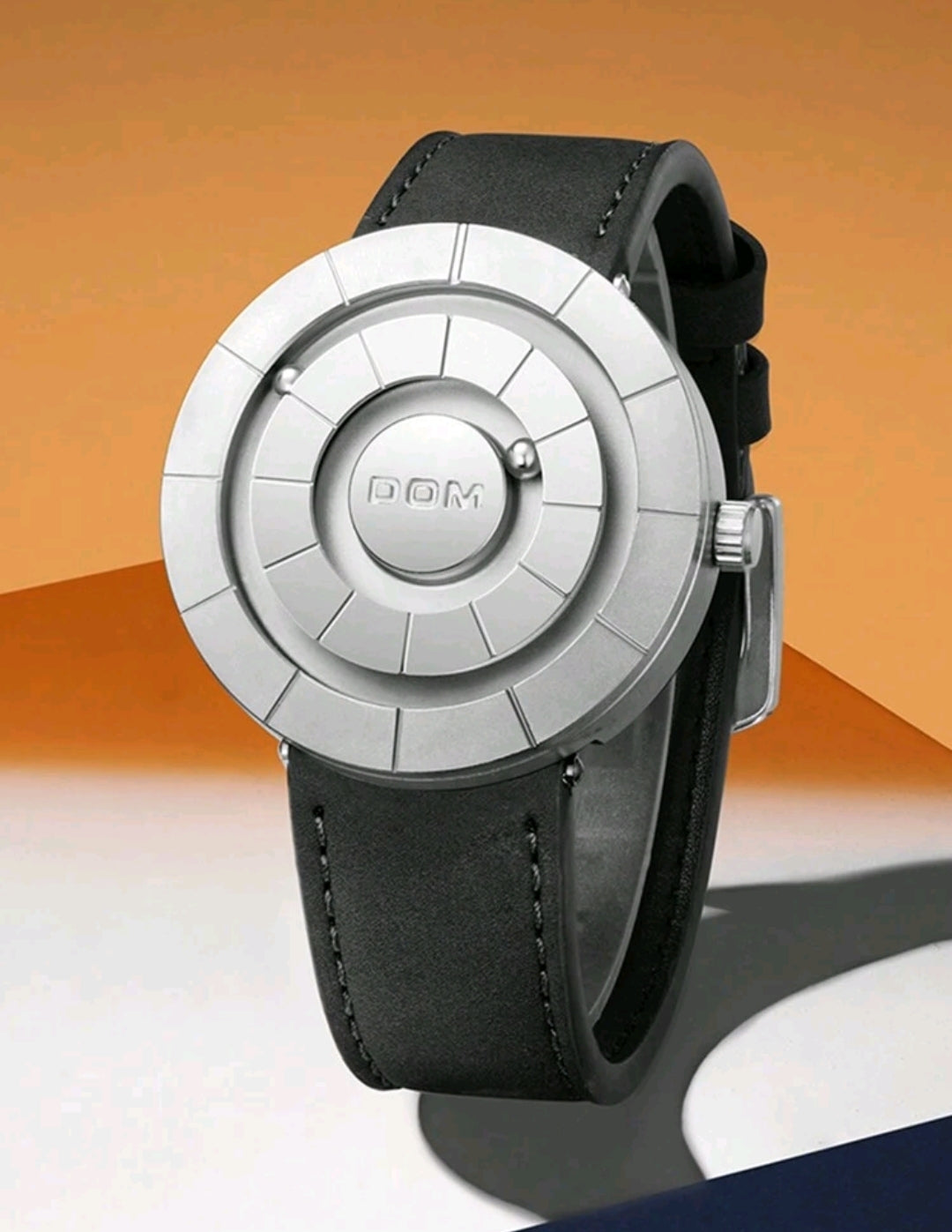 DOM Men's Watch, Advanced Technology Mirrorless Magnetic Leather Band Waterproof Casual Wristwatch, 30M Water Resistant