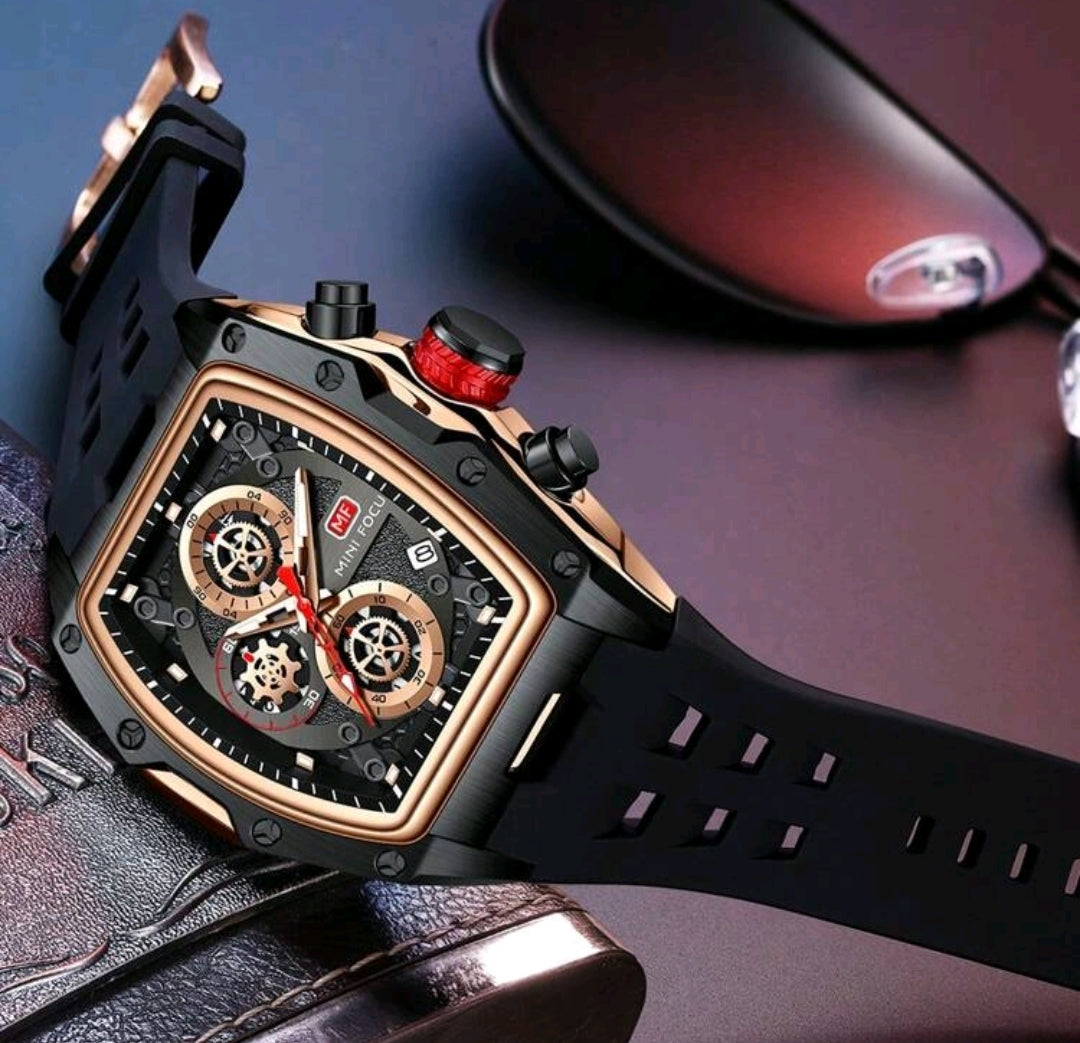 MF MINI FOCUS Men Watches Unique Casual Wrist Watches (Chronograph/Waterproof/Luminous/Calendar) Silicon Band Fashion Watches For Men