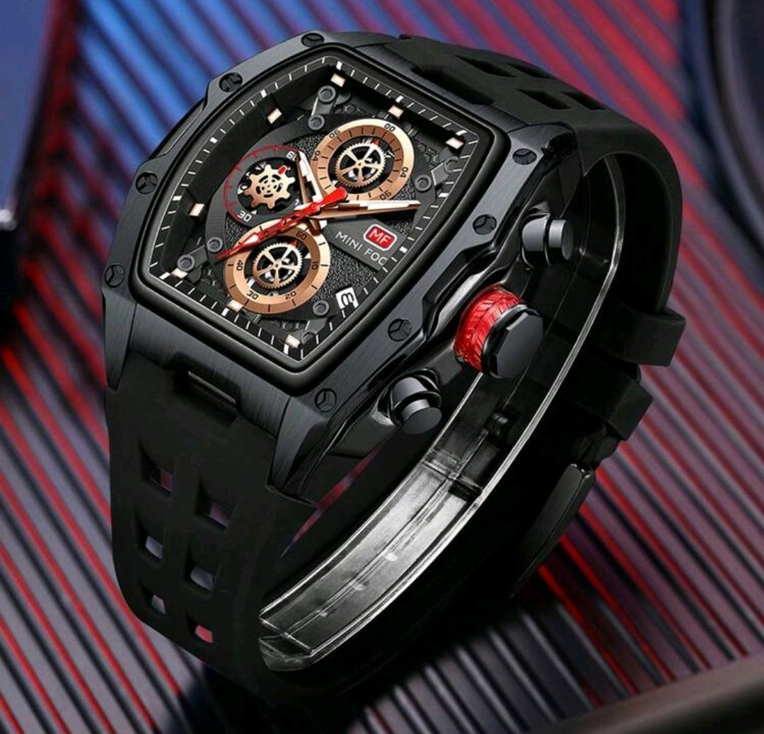 MF MINI FOCUS Men Watches Unique Casual Wrist Watches (Chronograph/Waterproof/Luminous/Calendar) Silicon Band Fashion Watches For Men