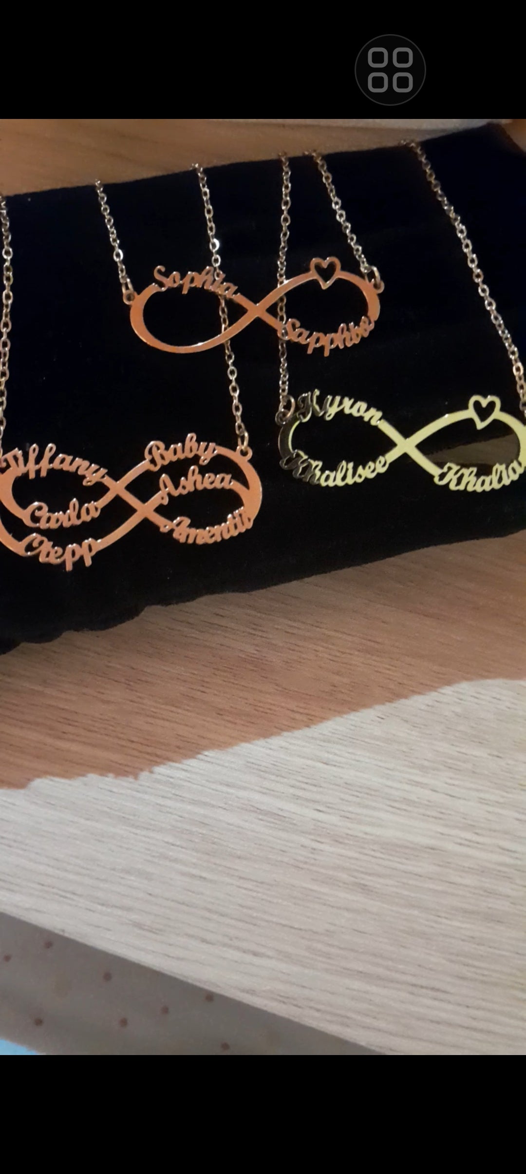 Infinity Name Necklaces.Add up to 6 names [MJ070]10 letter max per name