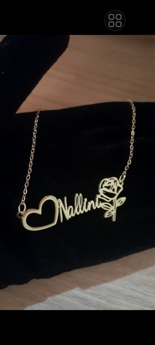 Heart,Rose,Custom name ,Stainless Steel Necklace.[MJ129]