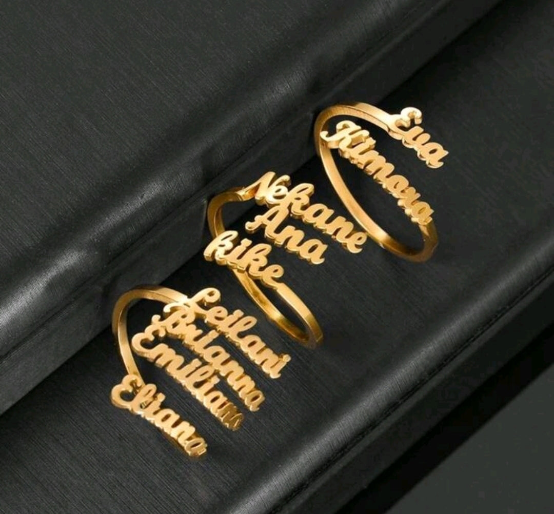 Custom 1-4 Names Ring,Stainless Steel, Adjustable Size
