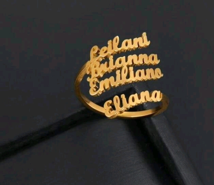 Custom 1-4 Names Ring,Stainless Steel, Adjustable Size