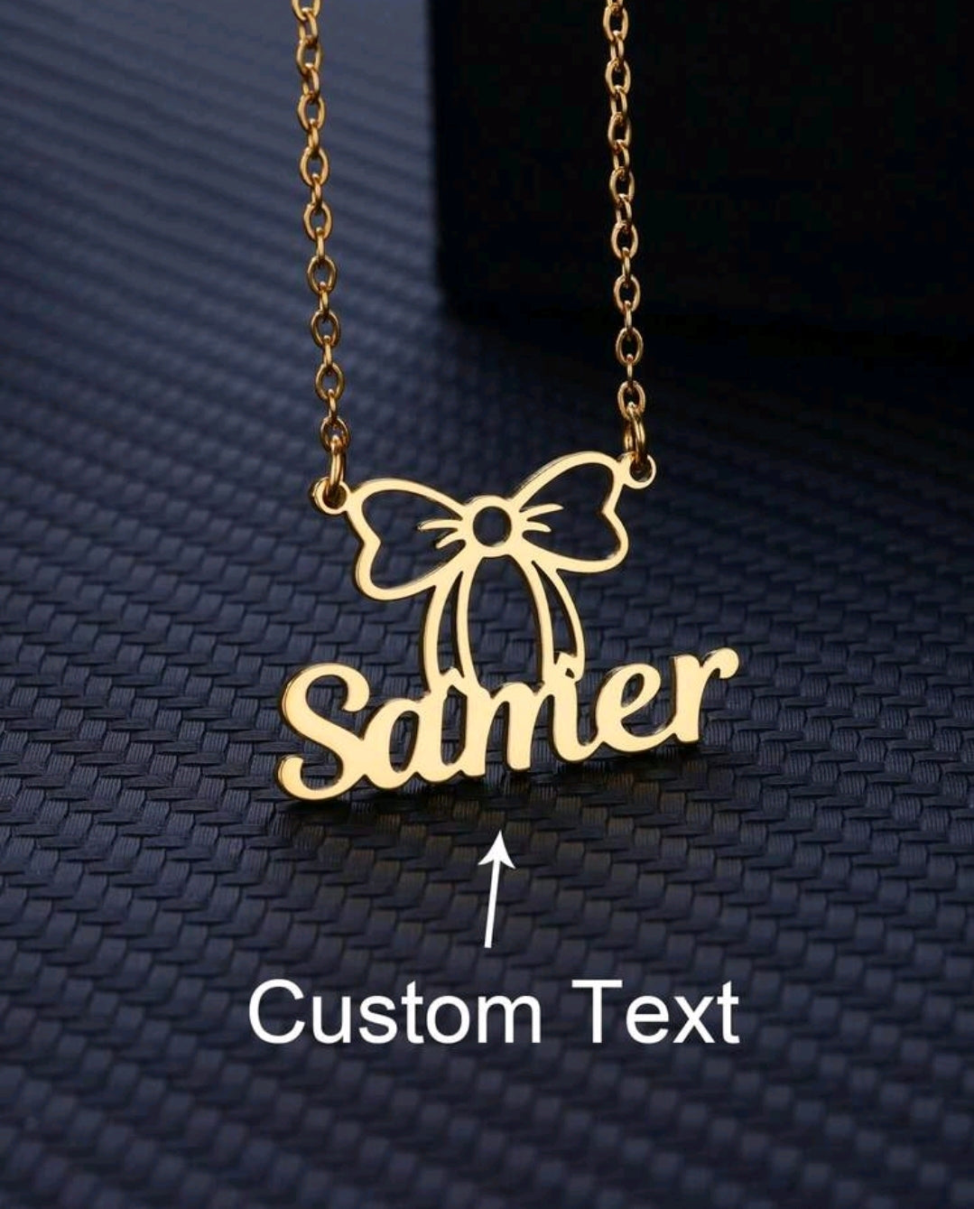 Custom Bowknot Name Necklaces,Stainless Steel Customized Pendant Necklace