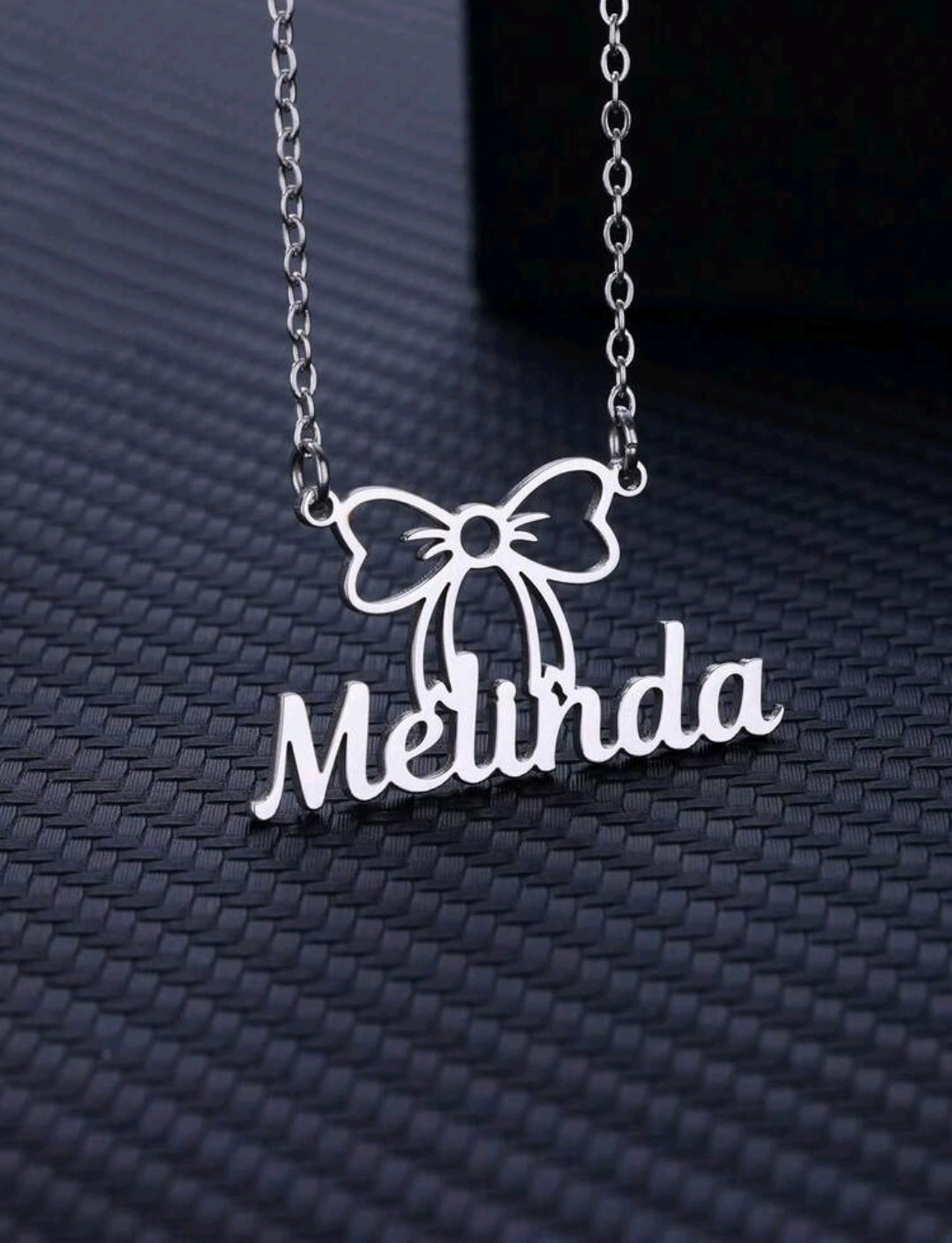 Custom Bowknot Name Necklaces,Stainless Steel Customized Pendant Necklace