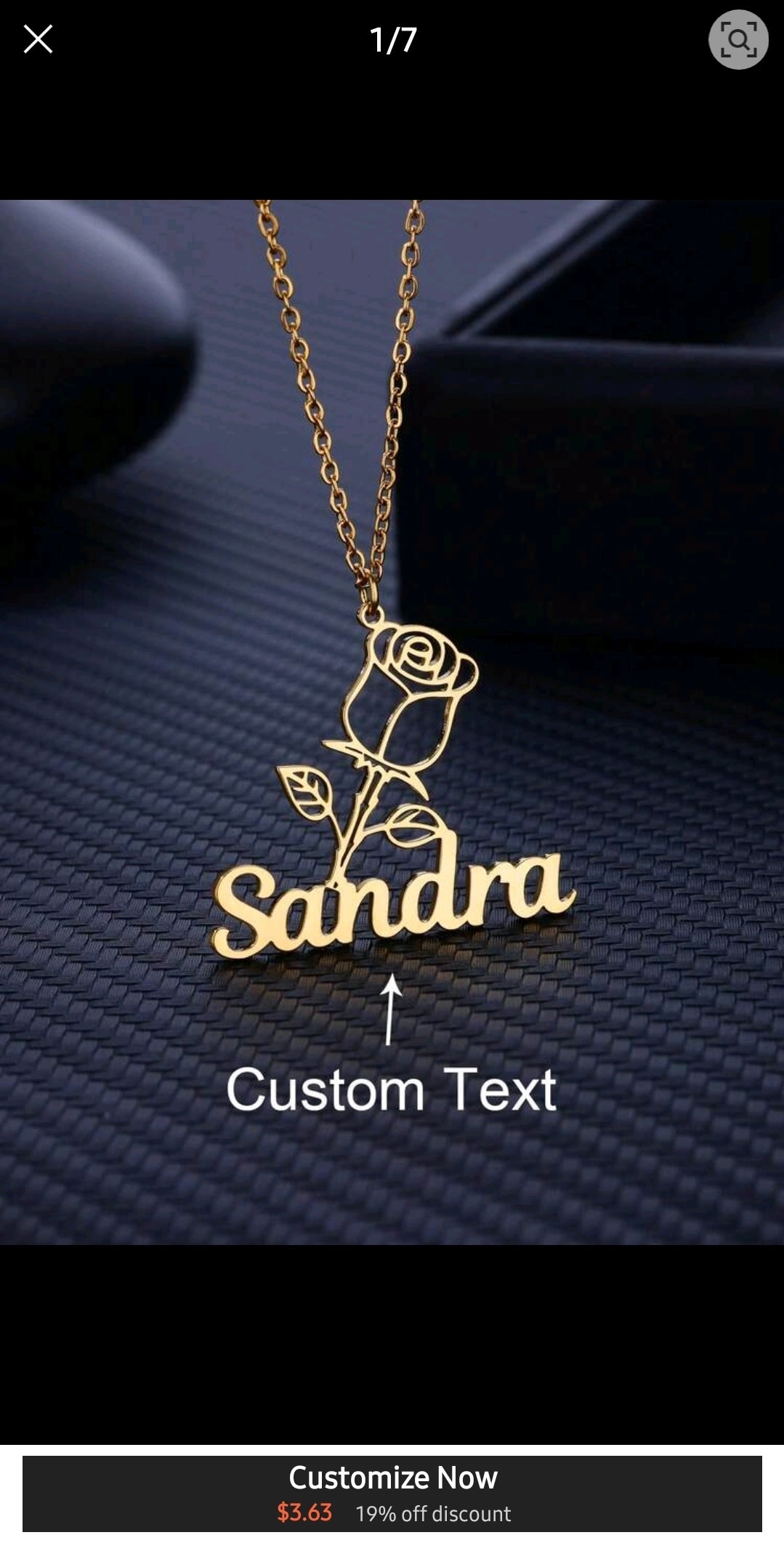 Customized Rose Name Necklace, Stainless Steel, Customized Pendant Necklace  Chain