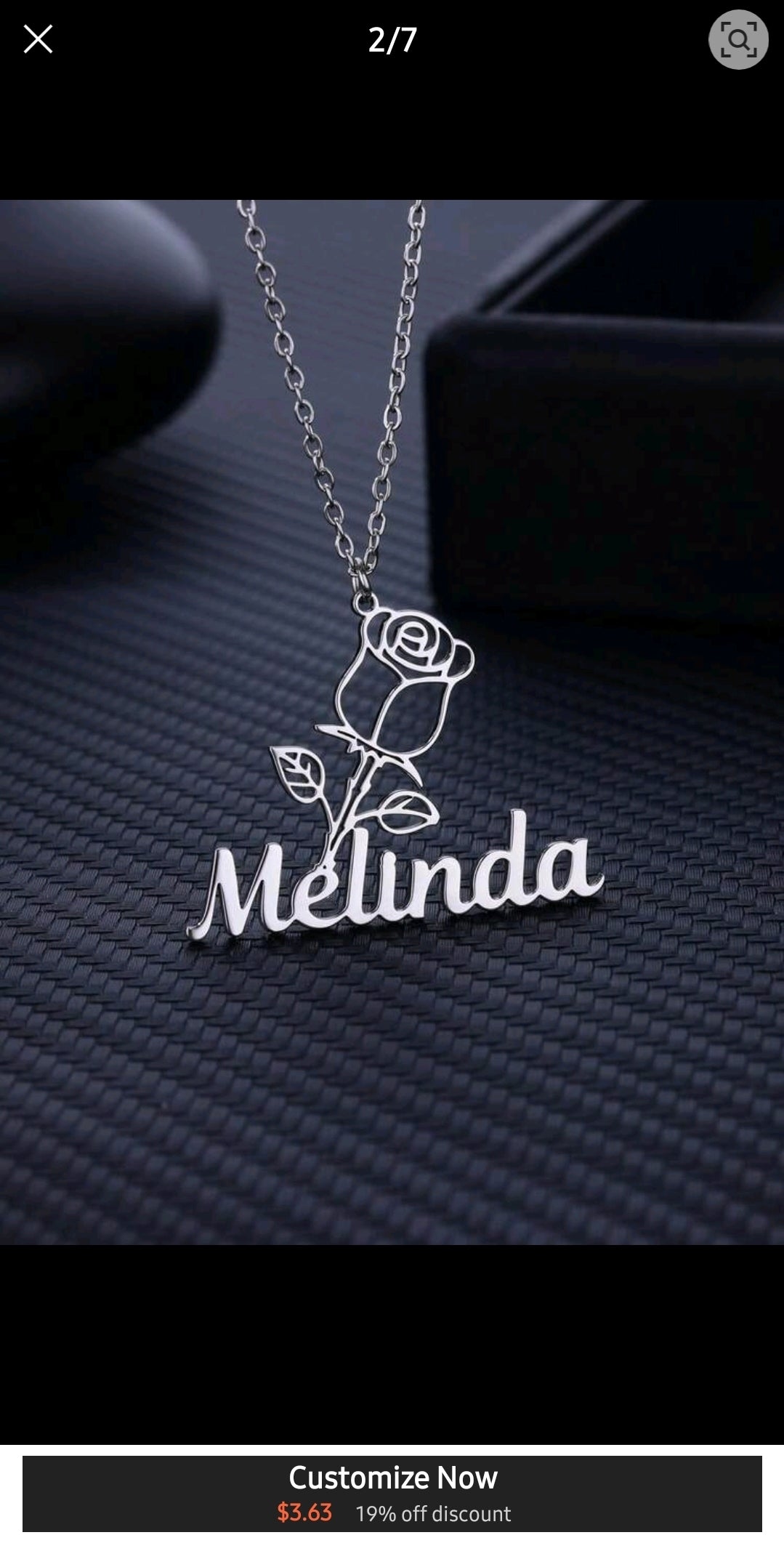 Customized Rose Name Necklace, Stainless Steel, Customized Pendant Necklace  Chain