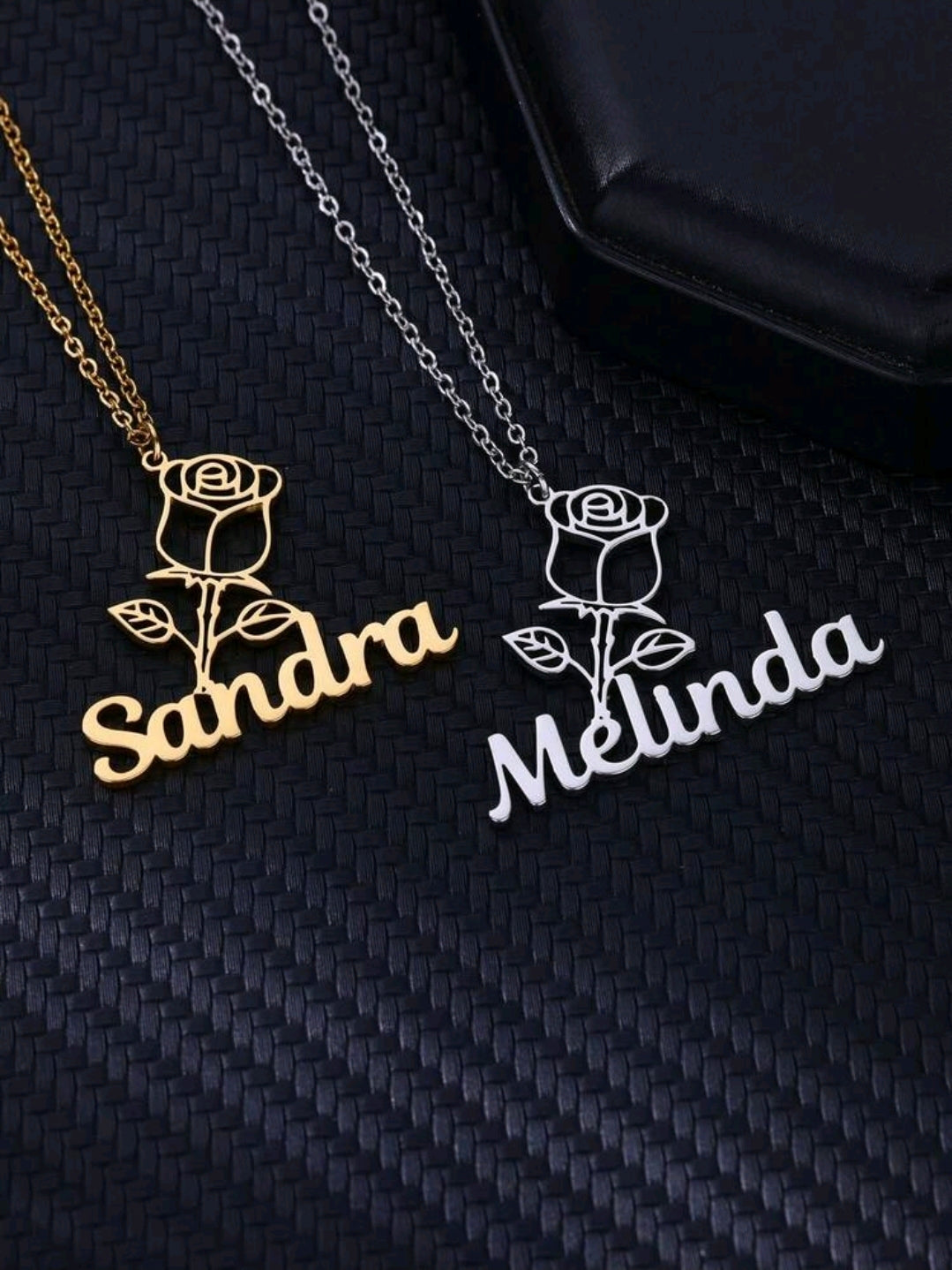 Customized Rose Name Necklace, Stainless Steel, Customized Pendant Necklace  Chain