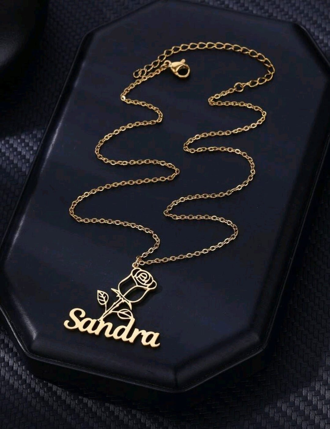 Customized Rose Name Necklace, Stainless Steel, Customized Pendant Necklace  Chain