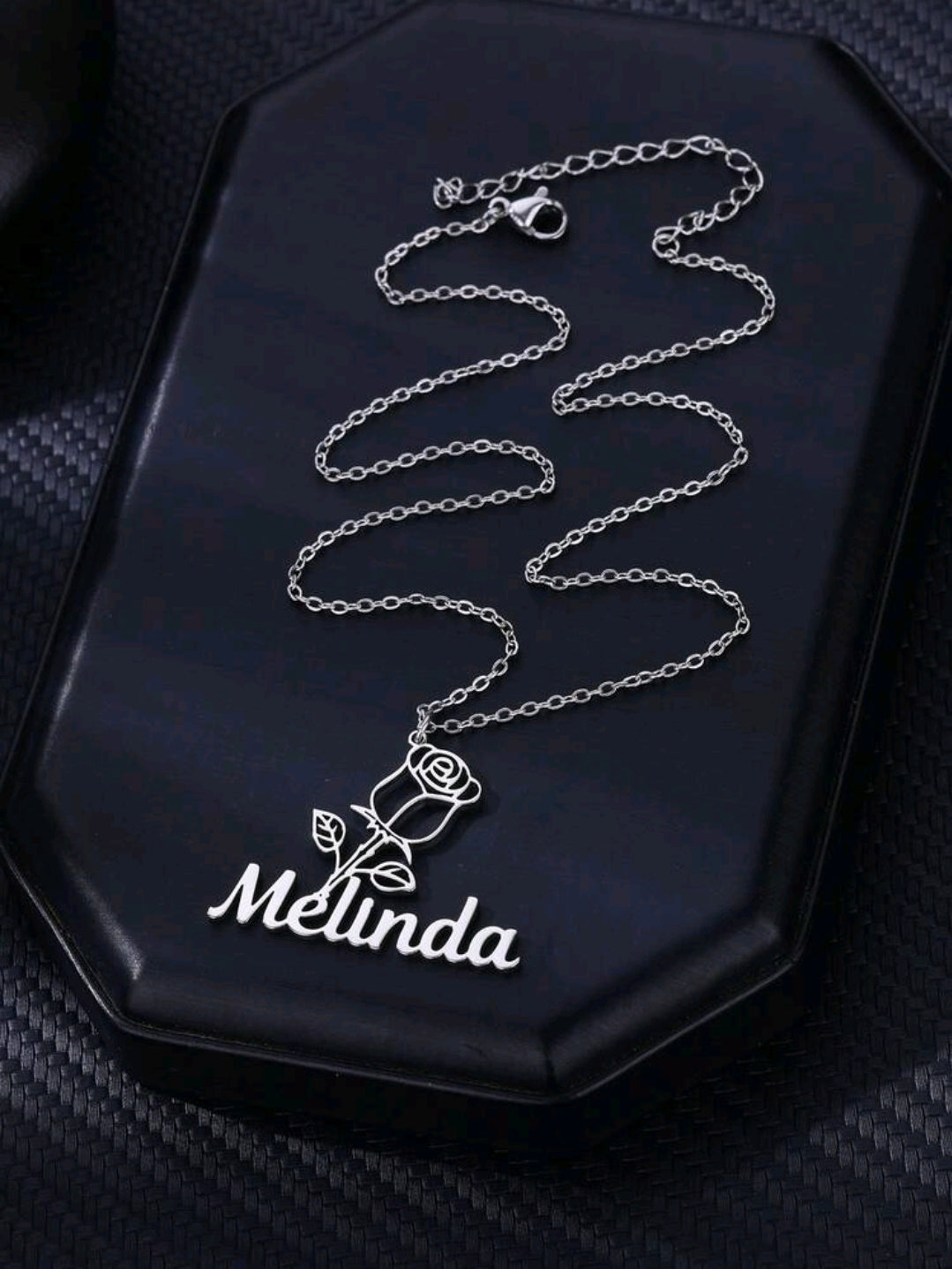 Customized Rose Name Necklace, Stainless Steel, Customized Pendant Necklace  Chain