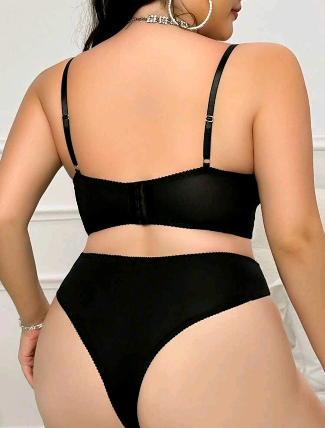 2pcs/Set Plus Size Contrast lace, Sexy Underwear with steel rings.(Pre-order 2-3weeks)