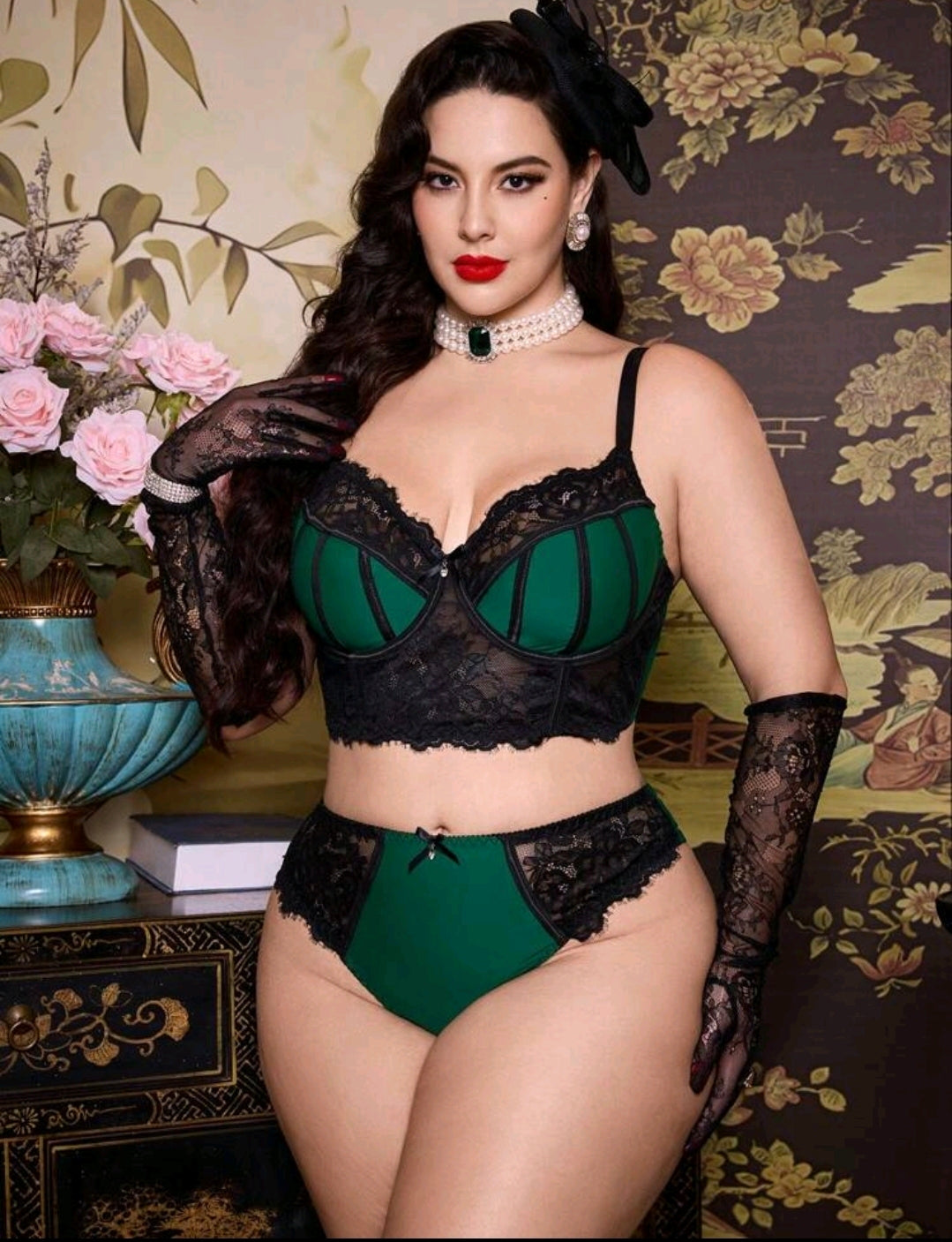2pcs/Set Plus Size Contrast lace, Sexy Underwear with steel rings.(Pre-order 2-3weeks)