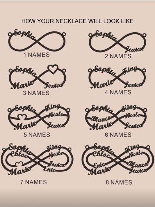 Infinity Name Necklaces.Add up to 8 names [MJ141]