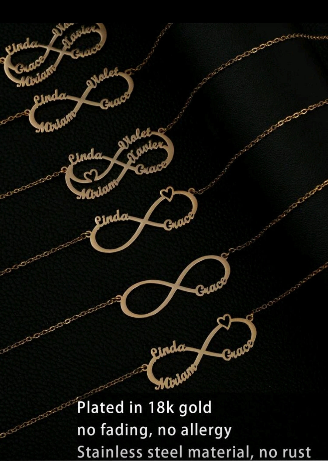 Infinity Name Necklaces.Add up to 6 names [MJ070]10 letter max per name