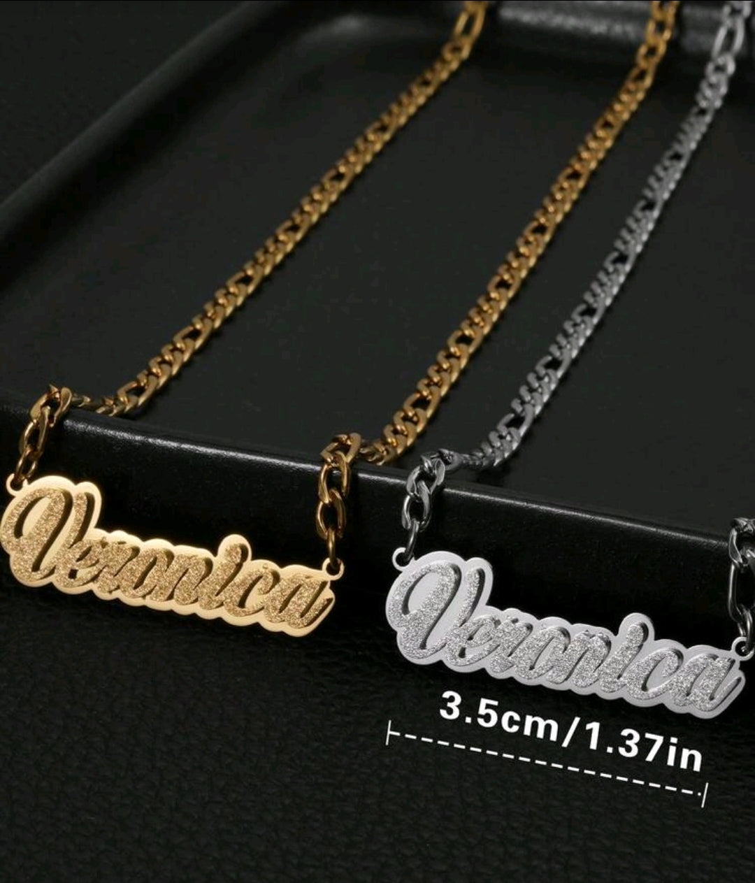 Frosted Name plate, stainless steel Necklace. MJ144