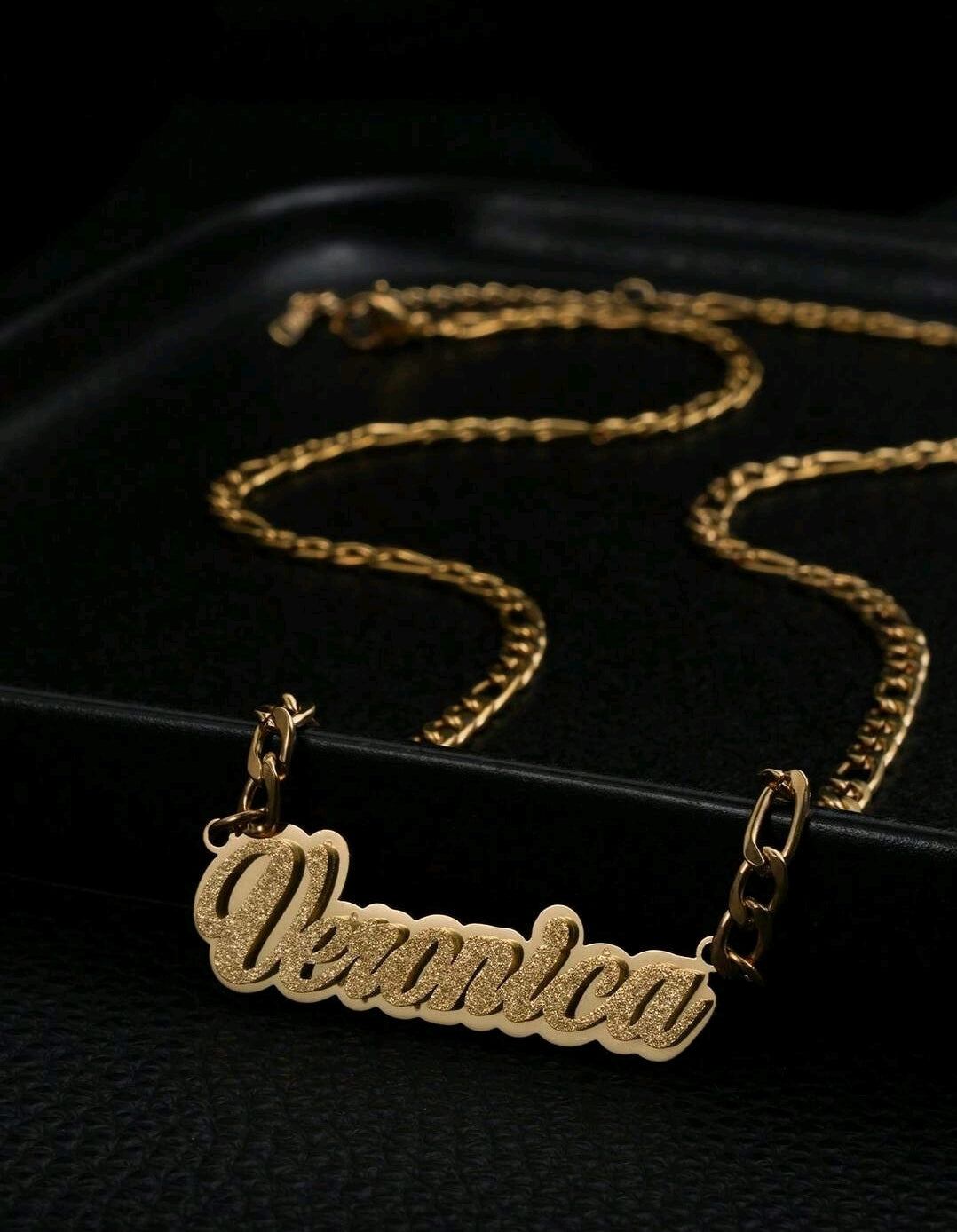 Frosted Name plate, stainless steel Necklace. MJ144