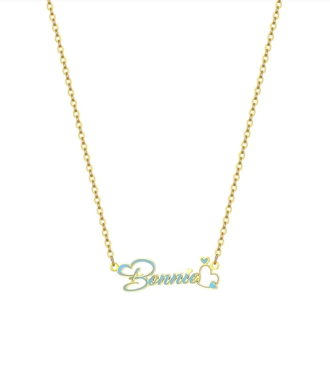 Color Filled Enamel Oil Drip Custom name Stainless Steel Necklace.[MJ142]