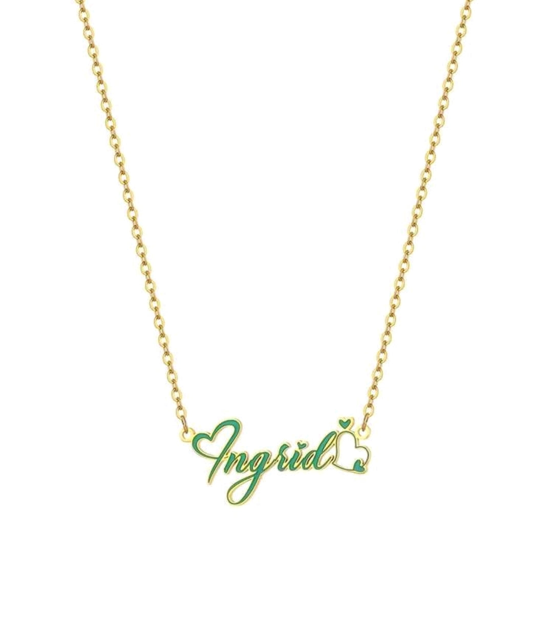 Color Filled Enamel Oil Drip Custom name Stainless Steel Necklace.[MJ142]