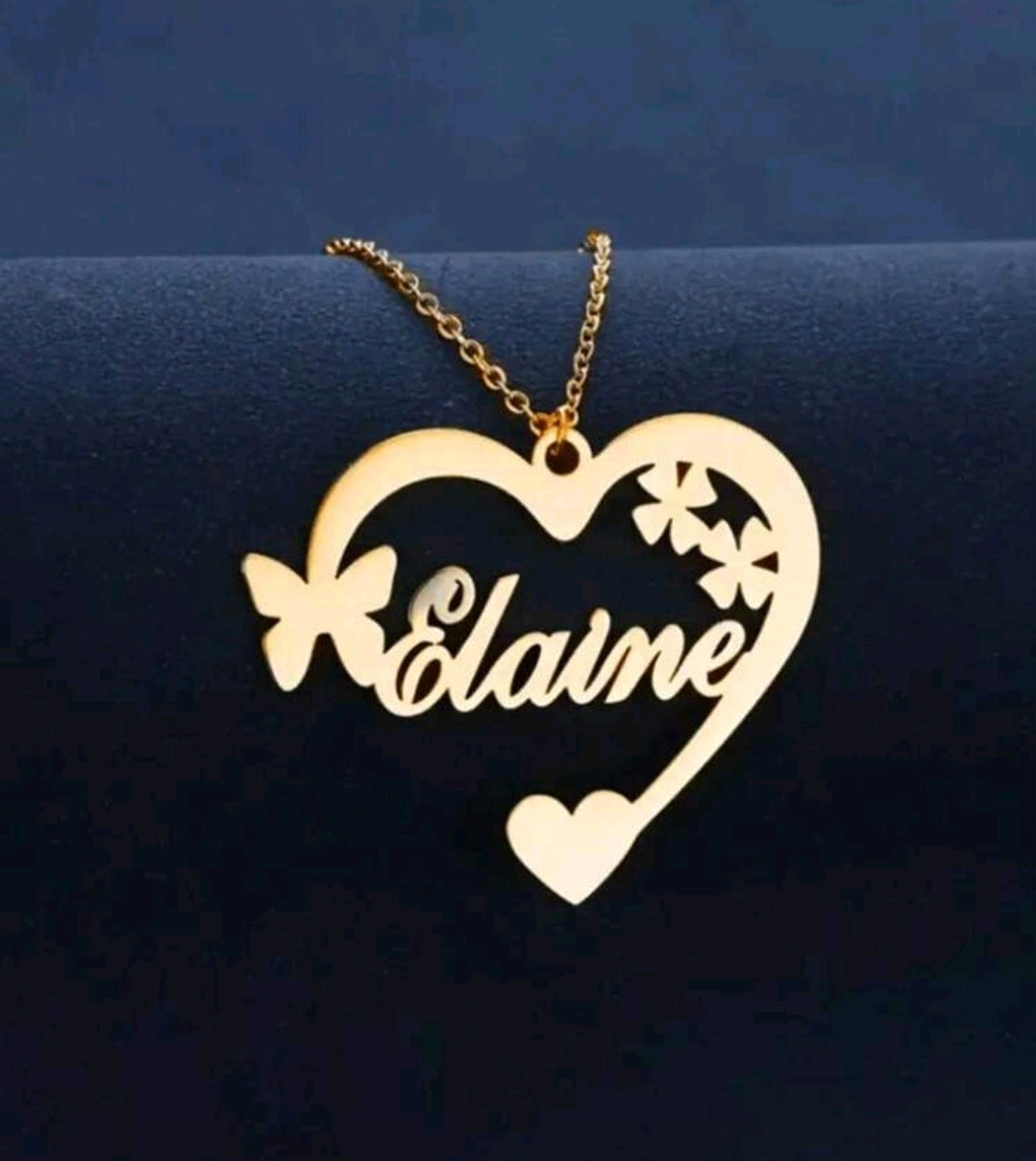 Heart,butterfly,Name Necklaces,Stainless Steel Customized Pendant Necklace MJ149