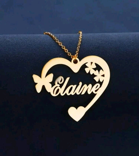 Heart,butterfly,Name Necklaces,Stainless Steel Customized Pendant Necklace MJ149