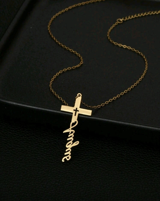 Cross Name Necklaces,Stainless Steel Customized Pendant Necklace MJ146