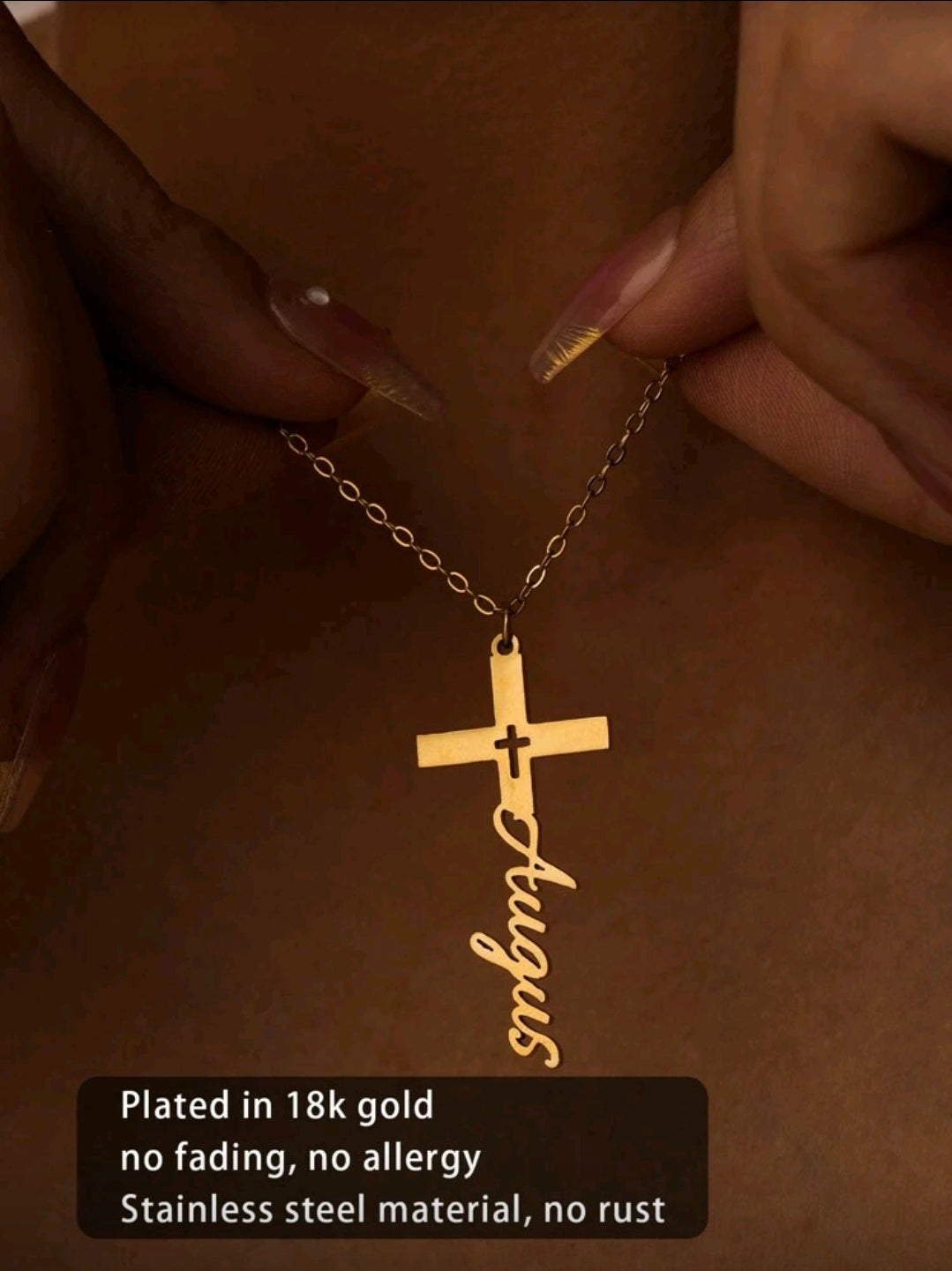 Cross Name Necklaces,Stainless Steel Customized Pendant Necklace MJ146