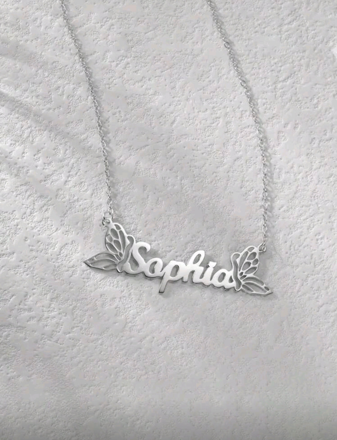 Double butterfly, Name Necklaces,Stainless Steel Customized Pendant Necklace MJ150