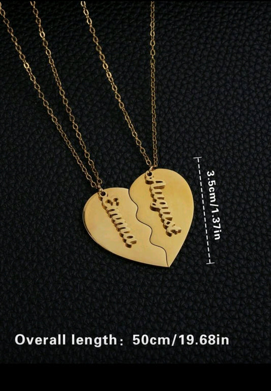 1 pair(2 necklaces)Couples Name Necklaces,Stainless Steel Customized Pendant Necklace MJ151